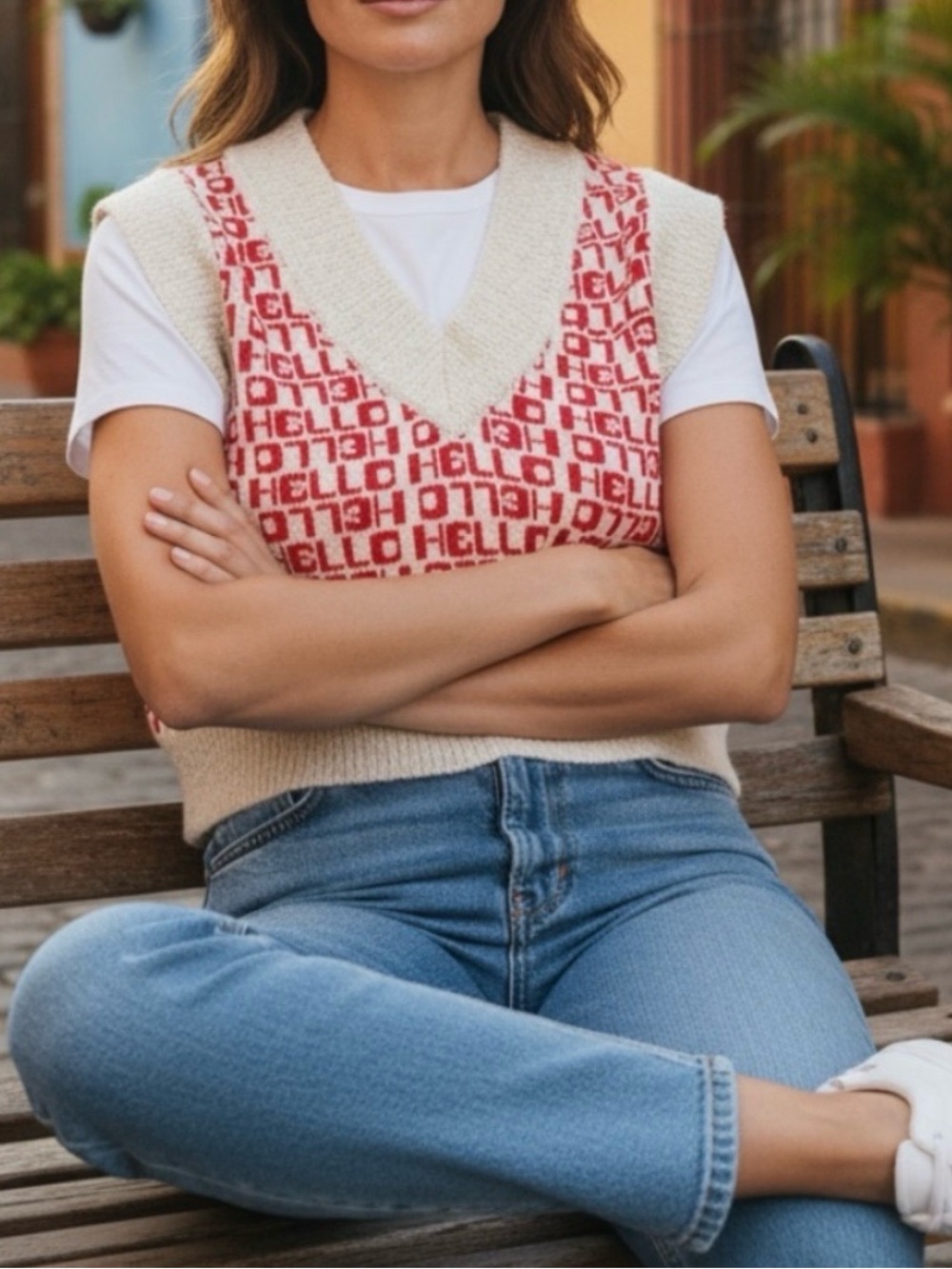 Urban Outfitters Jordie Hello Sweater Vest